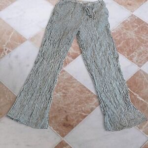 A New Day black + white striped linen pants with a wide leg Size XS